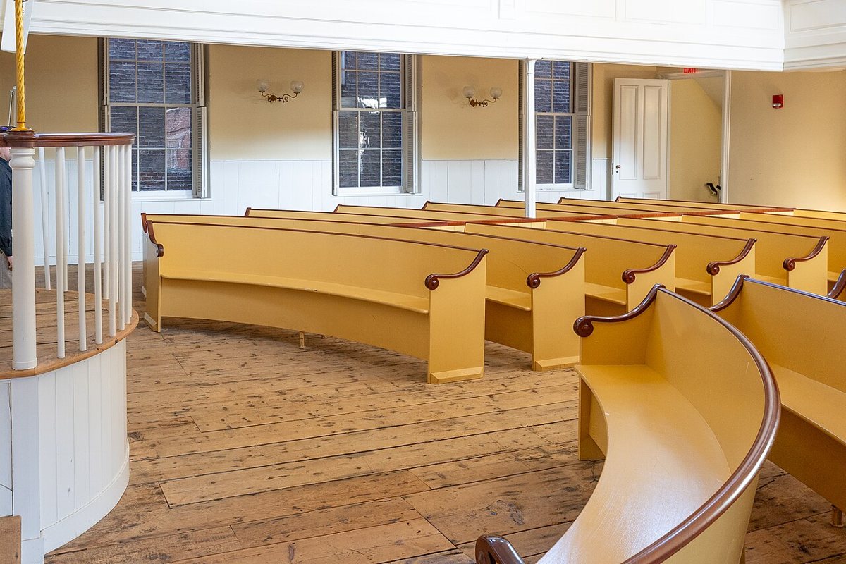 Inside the historic African Meeting House on Beacon Hill, home of the Museum of African American History